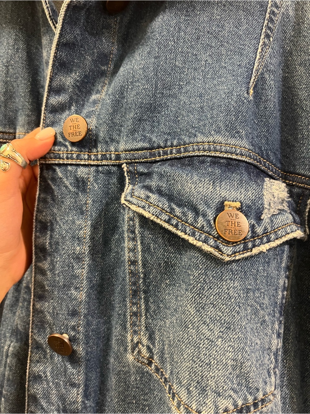 We The Free Dark Blue Oversized Denim Jacket - Picture 6 of 8